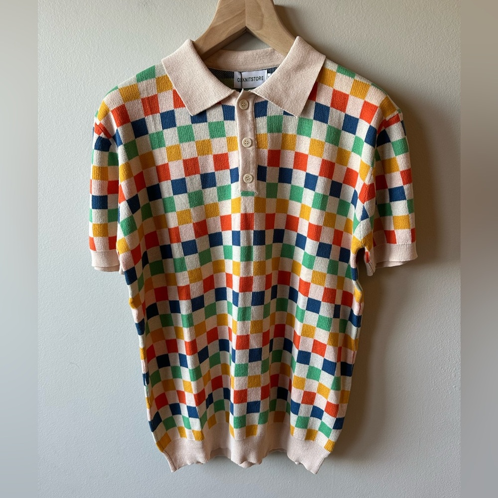 NWTs Men’s Oxknitstore Retro Style Short Sleeve Sweater - Picture 1 of 5